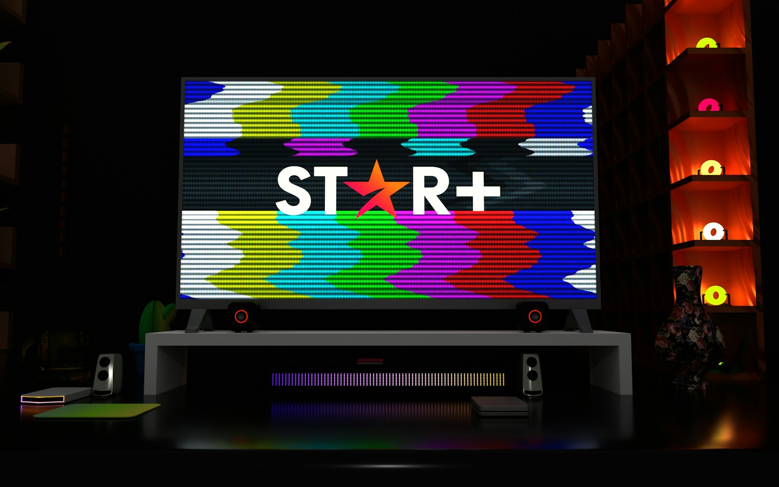 a large television screen with a star on it